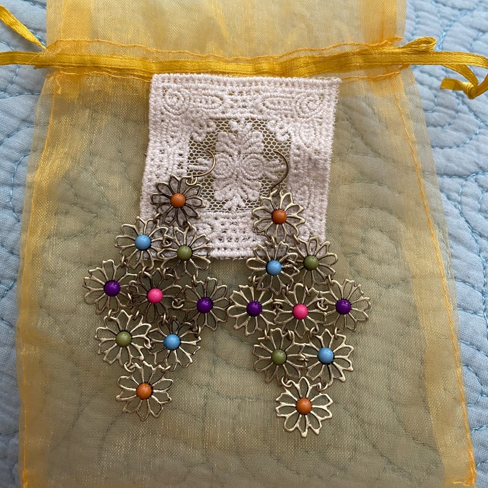 Multi Colored Flower Earrings